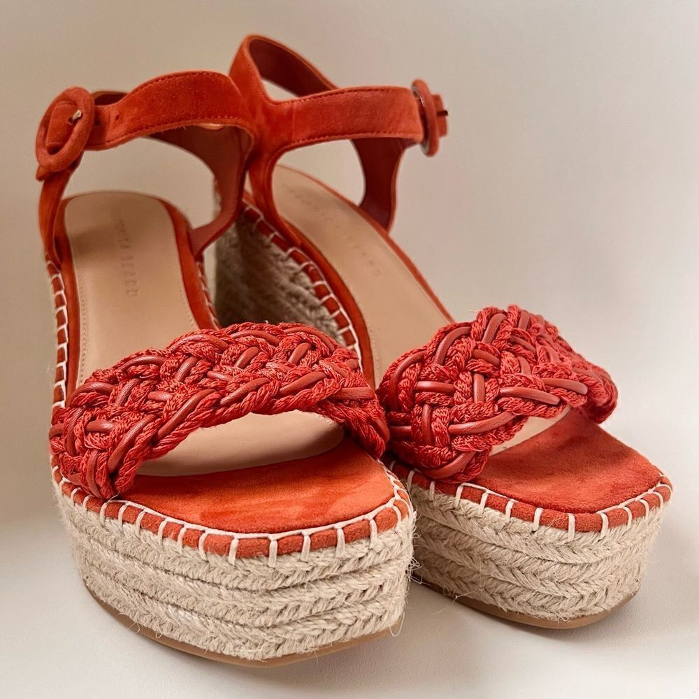 Veronica Beard Reema Espadrille Platform Wedge Sandal Red US 8 NEW MSRP $330
